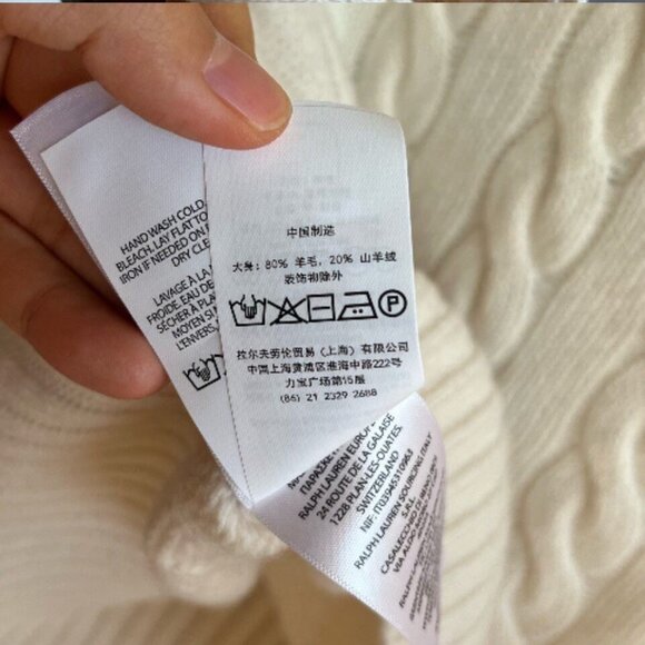 Polo Ralph Lauren CABLE WOOL CASHMERE HALF ZIP SWEATER CREAM AUTH - Picture 8 of 8